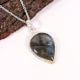 Handmade Silver Plated Brass Pear Shaped Labradorite Necklace for Women